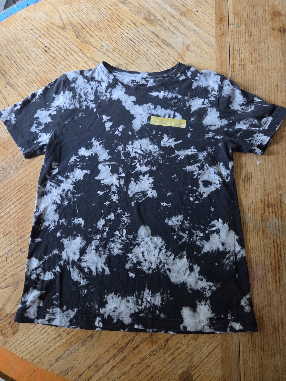Denim & Flower Black and White Tie-Dye Tee with Yellow Patch